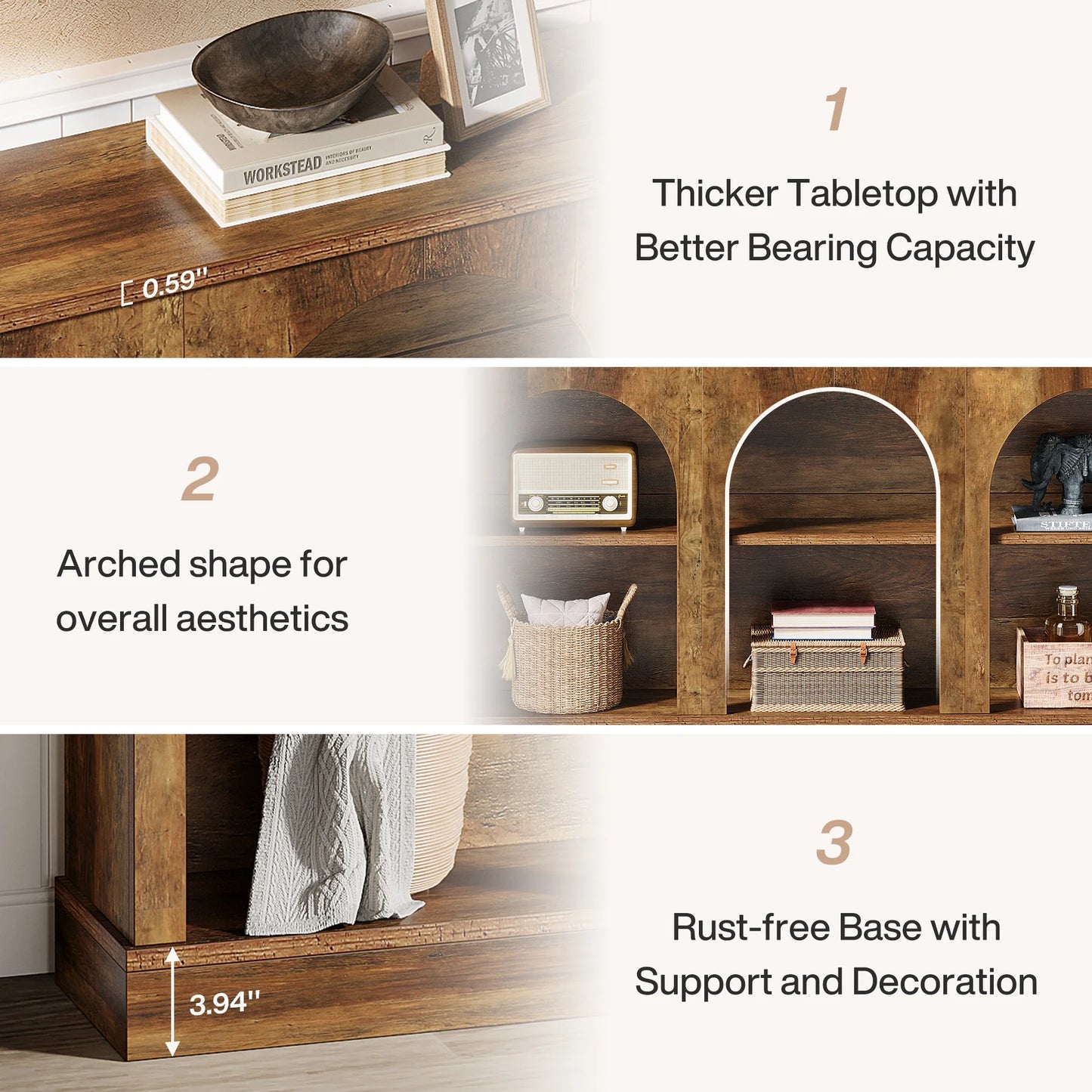 Farmhouse Console Table, 63-Inch Long Entryway Table