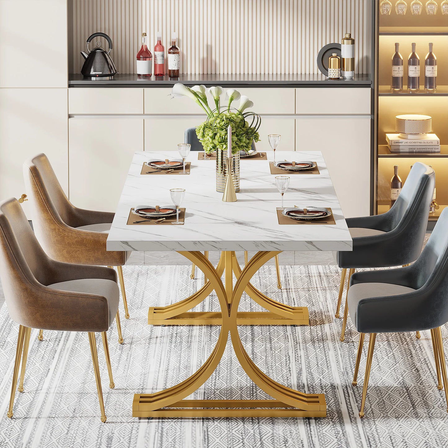 Tribesigns Modern 63-Inch Rectangular Dining Table Seating 4 to 6,