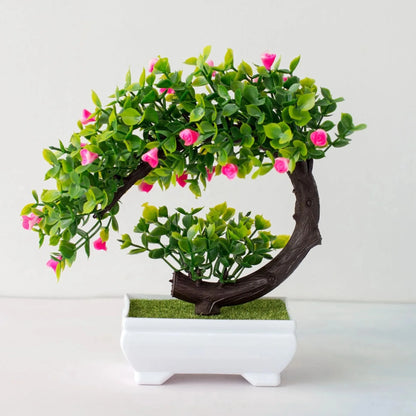 Artificial Bonsai Simulated Tree Fake Flowers