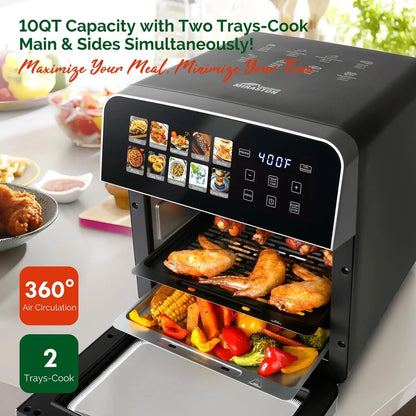 10QT Air Fryer Toaster Oven Combo with Stainless Steel Interior,