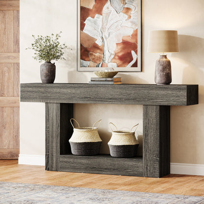63" Console Table, 2-Tier Entryway Table