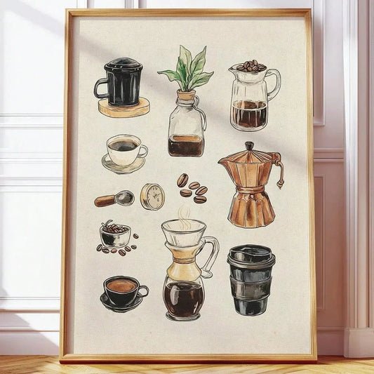 Unframed/Framed Coffee Chart Rustic Canvas Poster