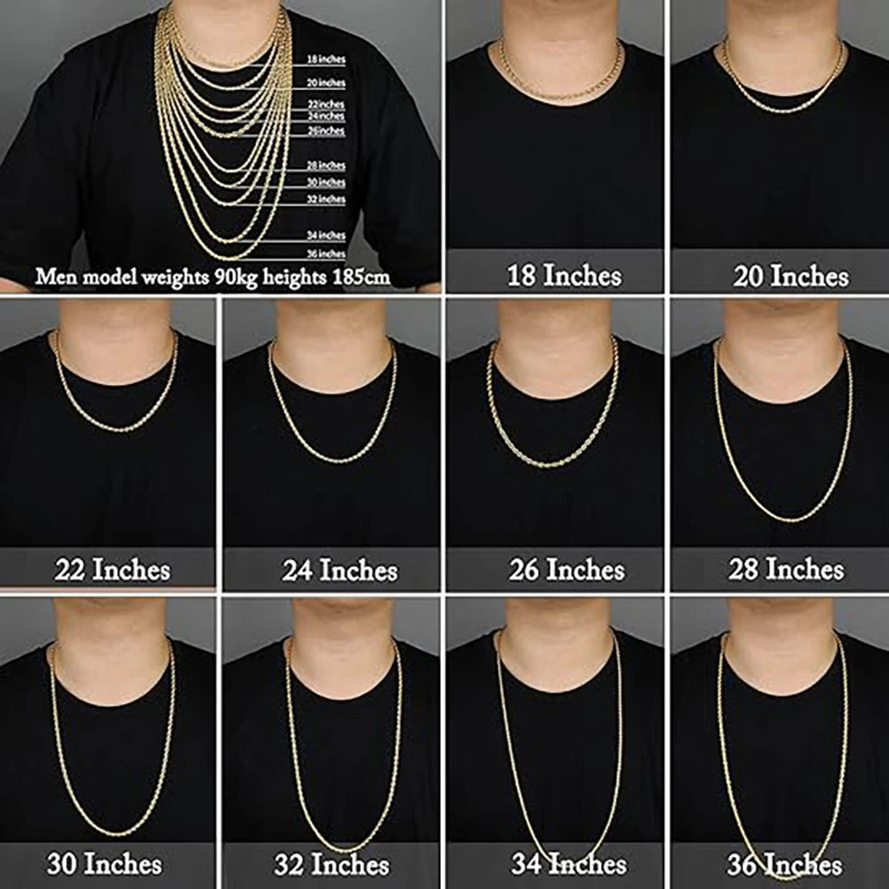 18K Gold plated 2.8MM Twisted Rope Twist Electroplating Necklace