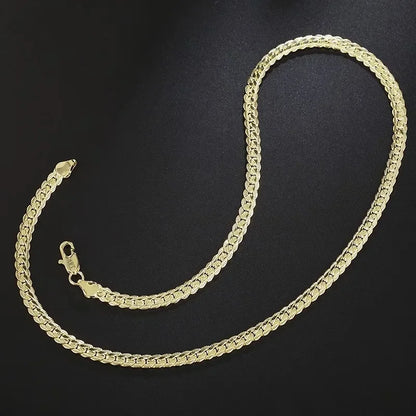 18K Gold Full Sideways Chain Necklace For Woman