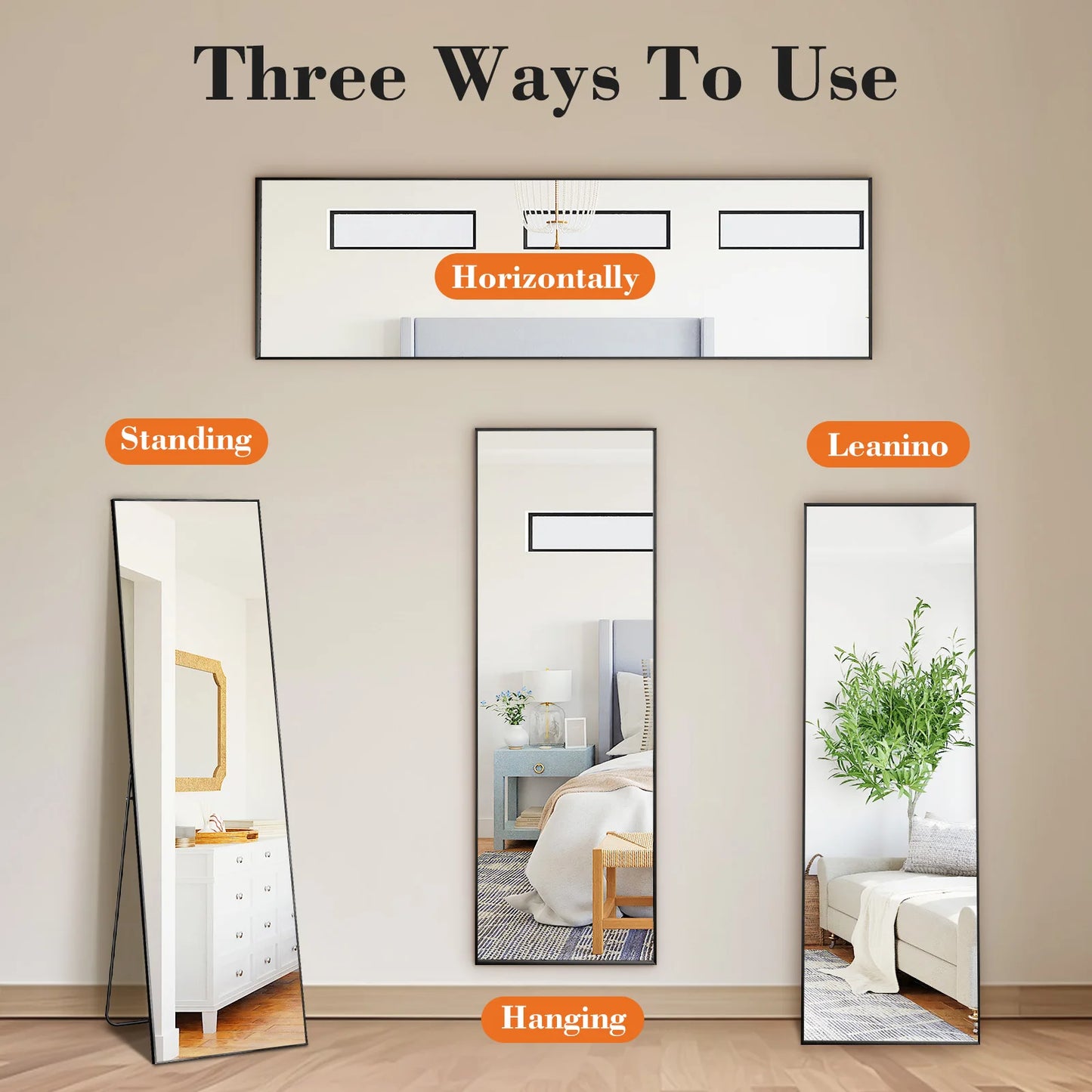 Full Length Arched Right Angle Mirror with Stand