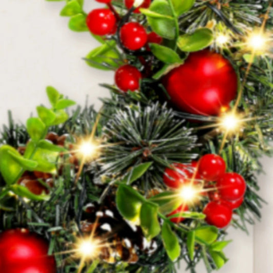 Elegant Red Christmas Wreath LED PVC