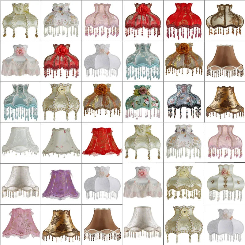 European Style Lampshade Vintage High-End Cloth Art Bead Lace