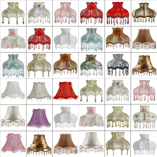 European Style Lampshade Vintage High-End Cloth Art Bead Lace