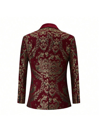 Flower Suit Jacket 1 Button Paisley Tuxedo