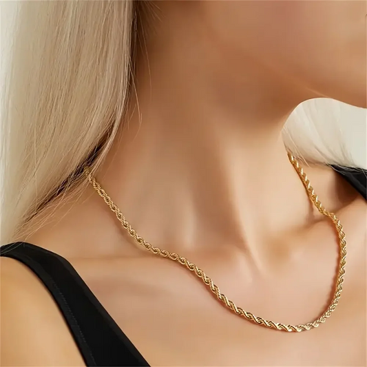18K Gold plated 2.8MM Twisted Rope Twist Electroplating Necklace