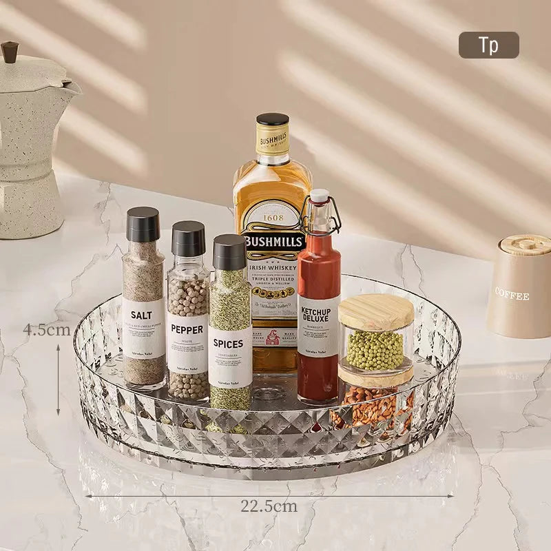 1Pc Kitchen Storage Spice Rack 360 Degree Rotating Cabinet