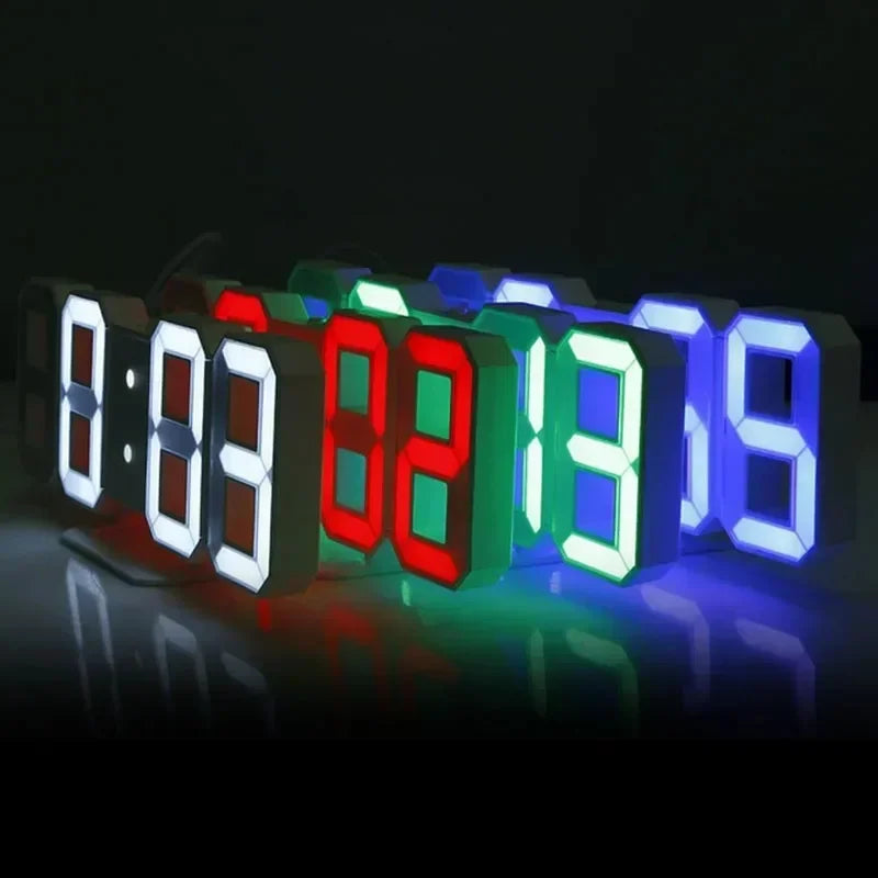 3D LED Digital Clock Wall Decoration Glow Night