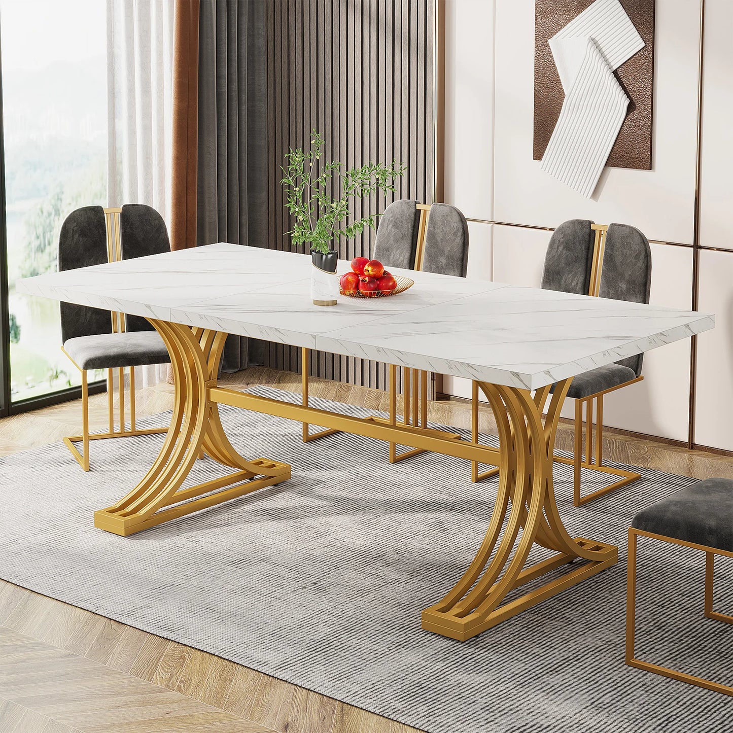Tribesigns Modern 63-Inch Rectangular Dining Table Seating 4 to 6,