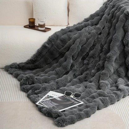 Cozy |Faux Rabbit] Soft, Warm,  Fleece Blanket | Throw