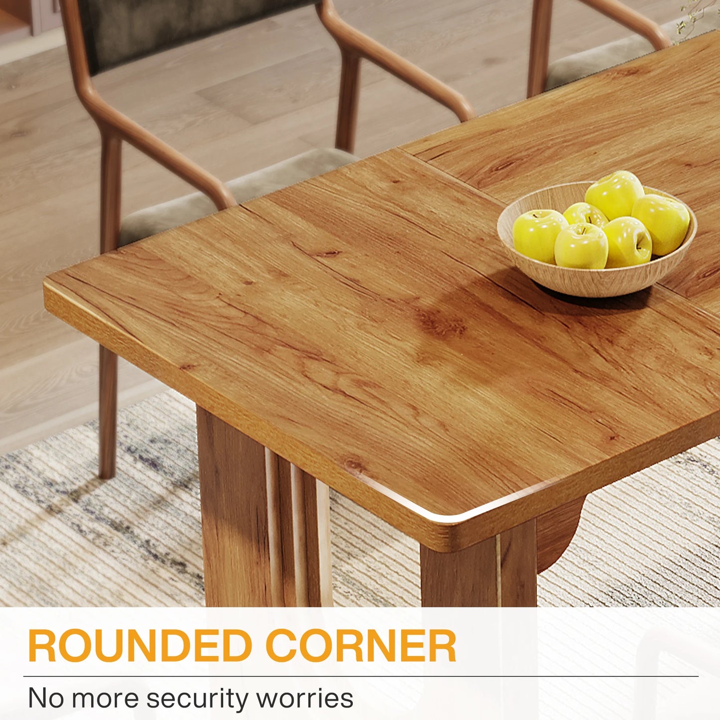Dining Table for 6 to 8 People  with Wood Pedestal Base,