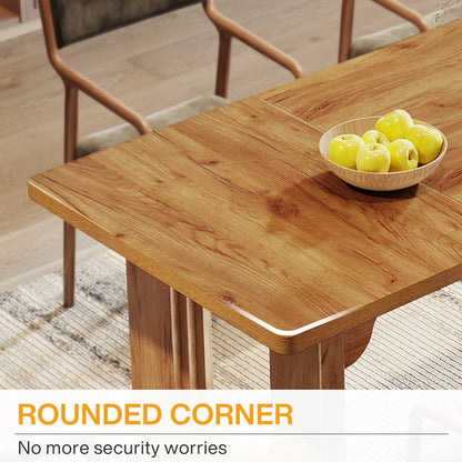 Dining Table for 6 to 8 People  with Wood Pedestal Base,