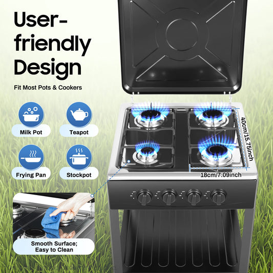 Natural Gas Stove w/ 4 Burners, Classic Appearance