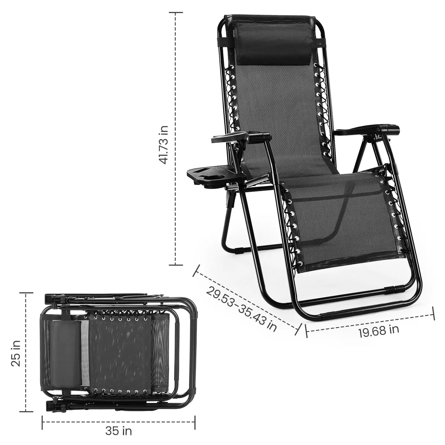 2 Recliner Camping Patio Lounge Chairs