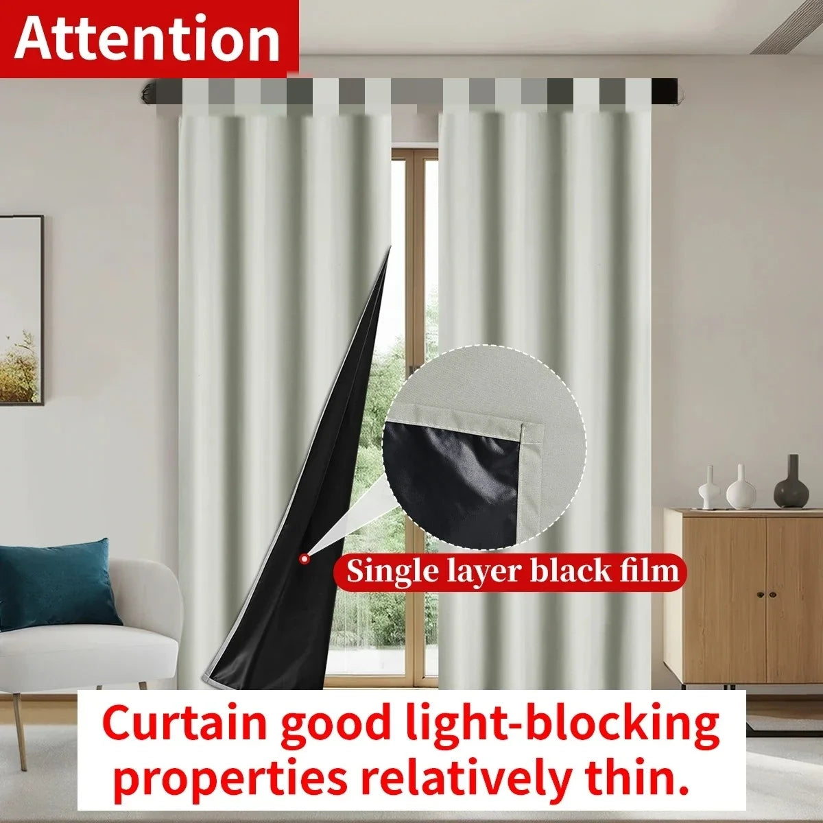 1pc 100% Blackout Curtain with Rod Pocket,