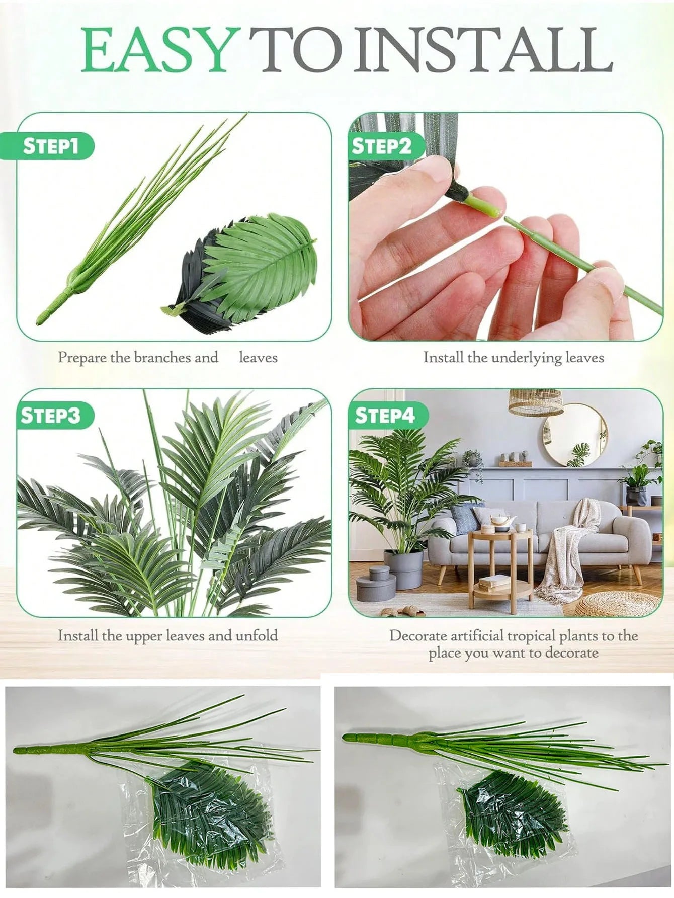 Large Artificial Palm Tree Plastic 70-120cm