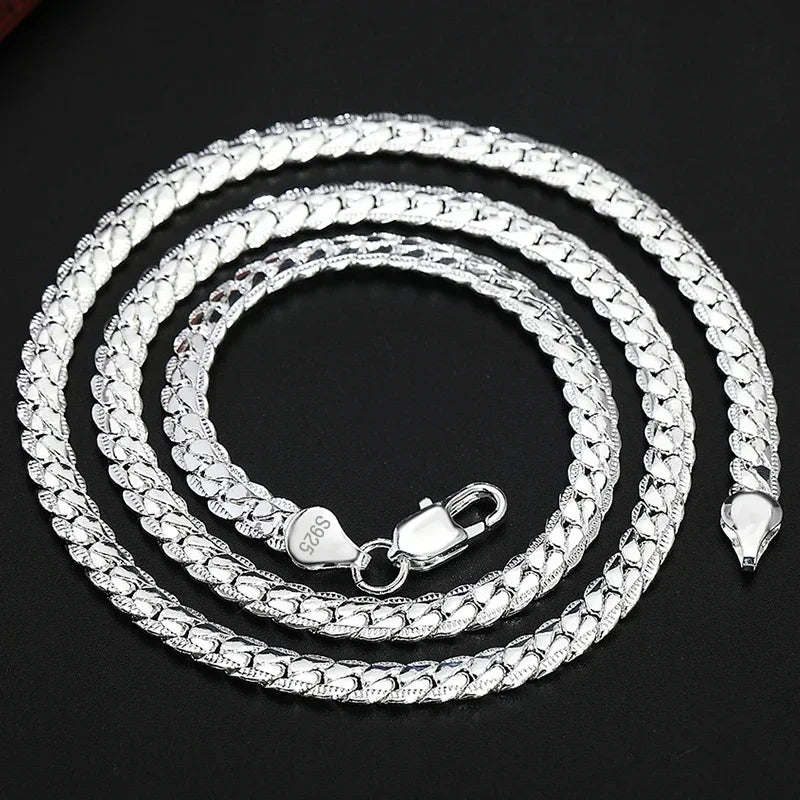 18K Gold Full Sideways Chain Necklace For Woman