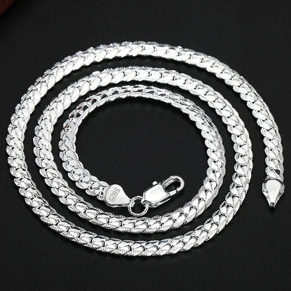 18K Gold Full Sideways Chain Necklace For Woman