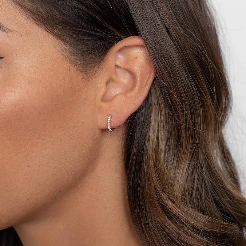 Sterling Silver Cubic Zirconia Ear Cuffs 18K Gold Hoop Earrings