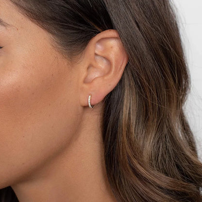 Sterling Silver Cubic Zirconia Ear Cuffs 18K Gold Hoop Earrings