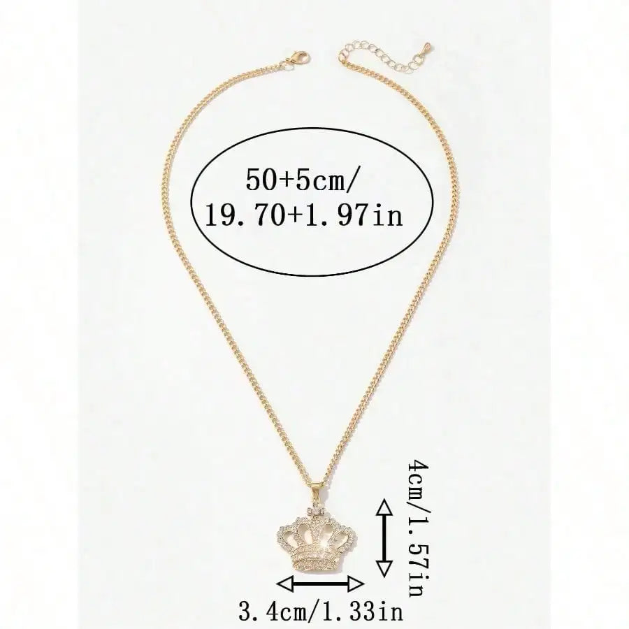 Fashionable Crown Shaped Pendant Necklace With Rhinestone