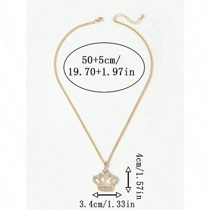 Fashionable Crown Shaped Pendant Necklace With Rhinestone