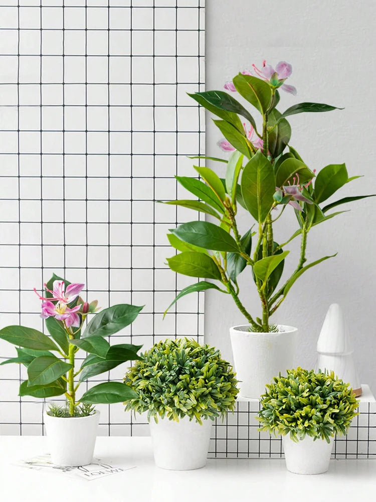 21-40cm Artificial Azaleas Plants Fake Rubber Tree