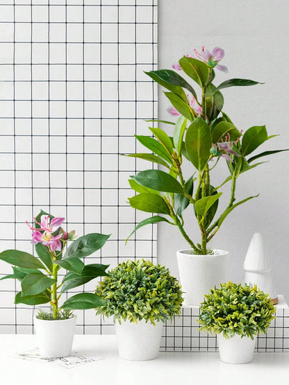 21-40cm Artificial Azaleas Plants Fake Rubber Tree