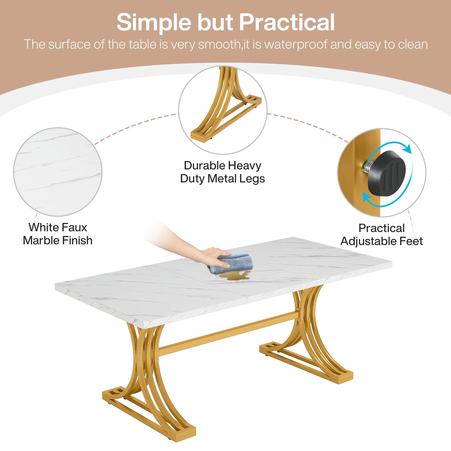 Tribesigns Modern 63-Inch Rectangular Dining Table Seating 4 to 6,