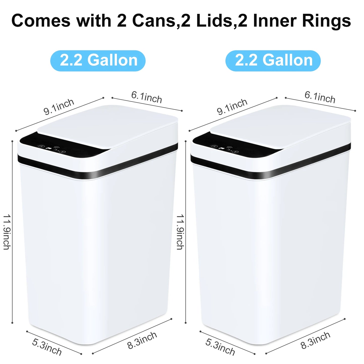 2 Pack Bathroom Automatic Touchless Trash Cans