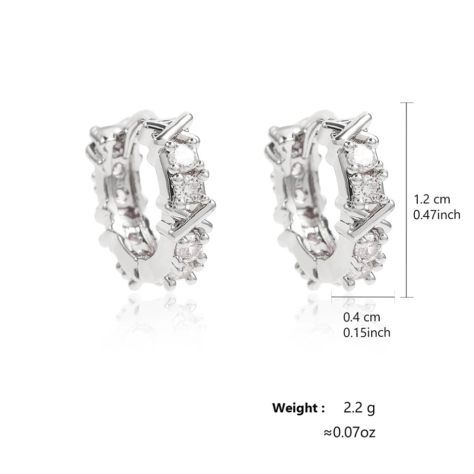 Vintage X-shaped Zircon Circle Hoop Earrings 18K Gold
