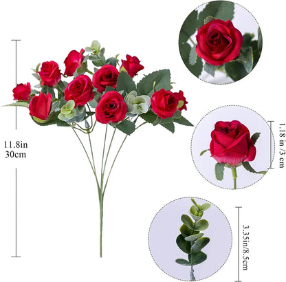 Silk Rose white Eucalyptus Peony Bouquet