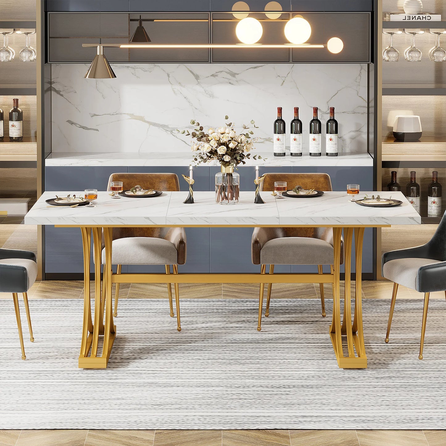 Tribesigns Modern 63-Inch Rectangular Dining Table Seating 4 to 6,