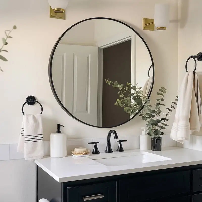 24.2"x24.2" Round Bathroom Wall Mirror,