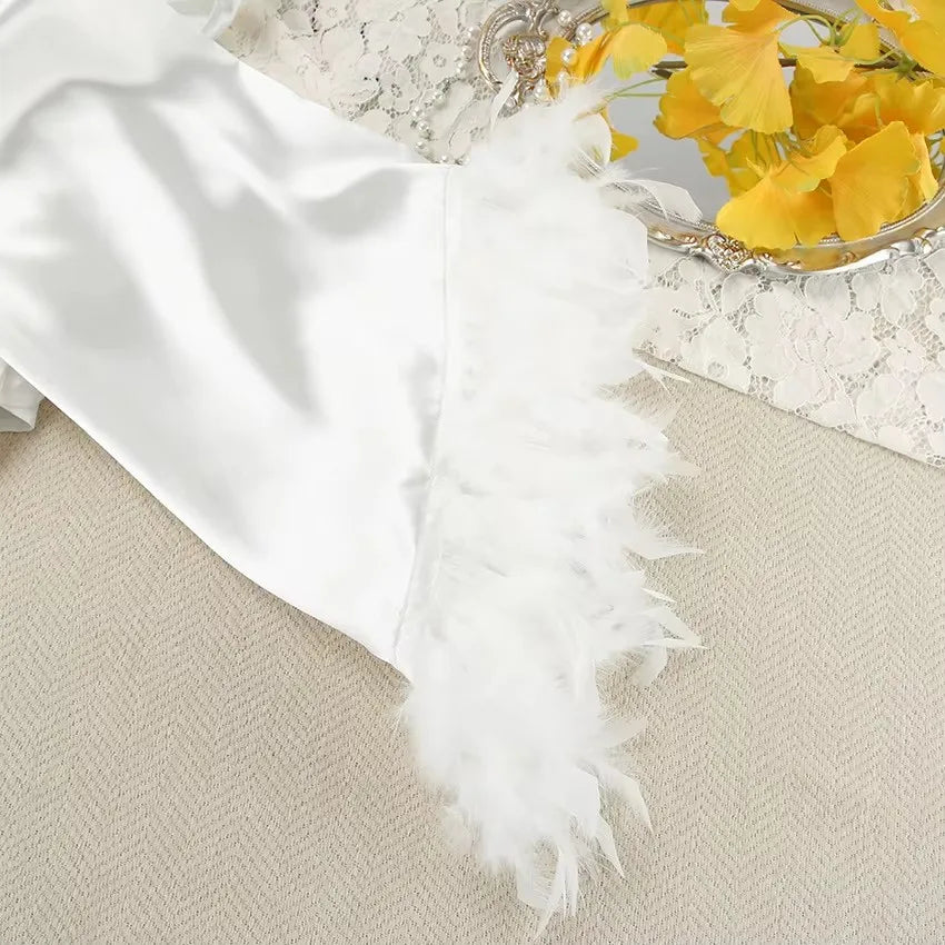 Feather Robe Sexy Rayon Summer  Lingerie