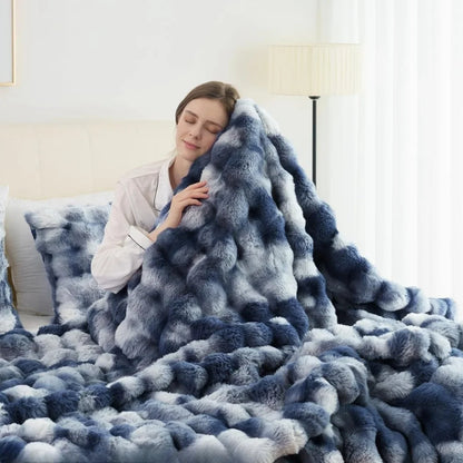 1pc Faux Rabbit Fleece Blanket -