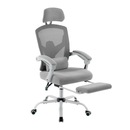Reclining High Back Mesh Swivel Lumbar Chai With Support Pillow