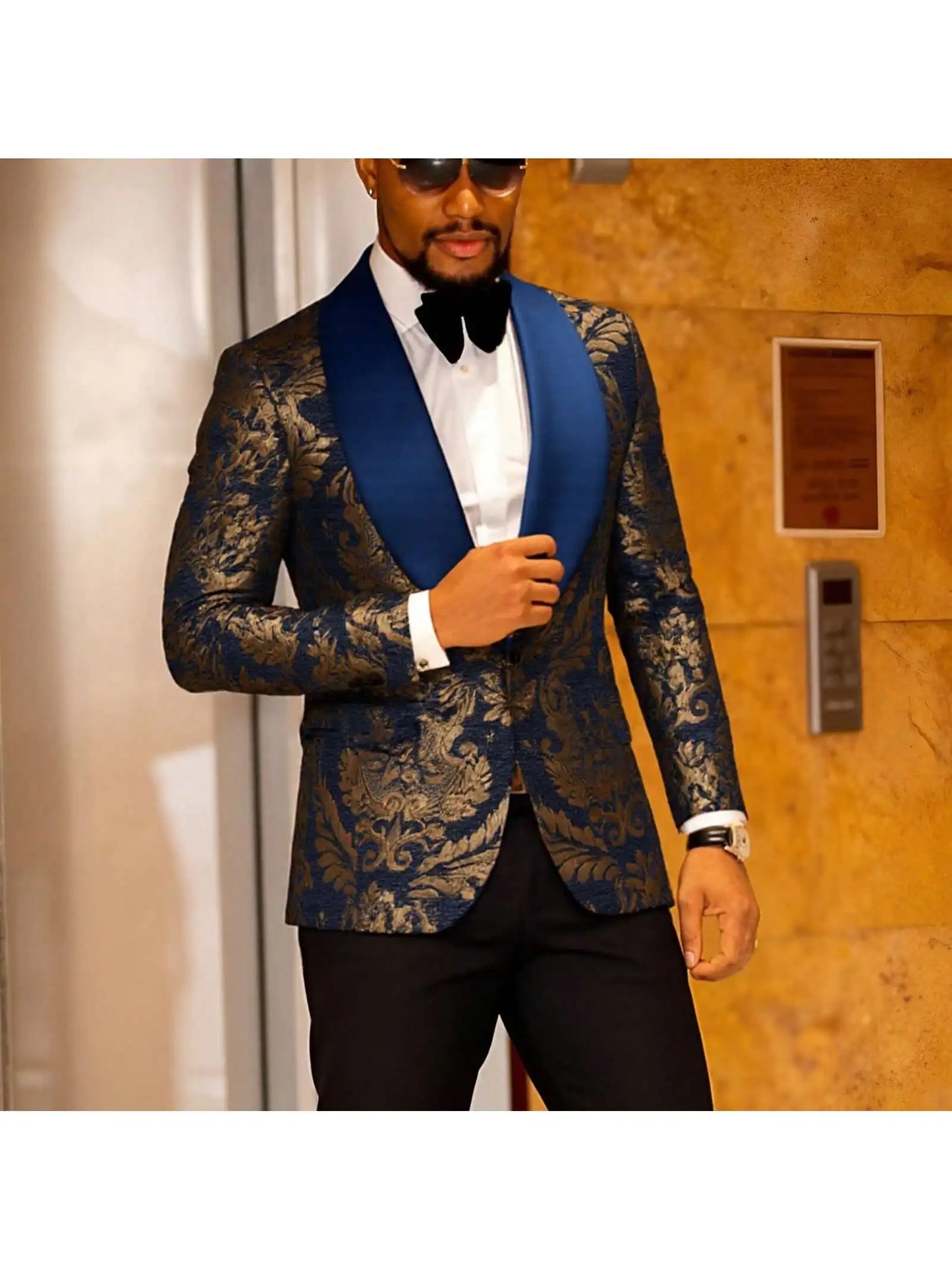 Flower Suit Jacket 1 Button Paisley Tuxedo