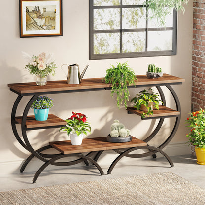 C-Shaped End Table,  3-Tier Storage Shelves