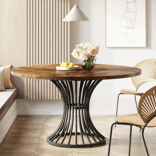 Tribesigns Round Dining Table for 4-6 People Dinner Table