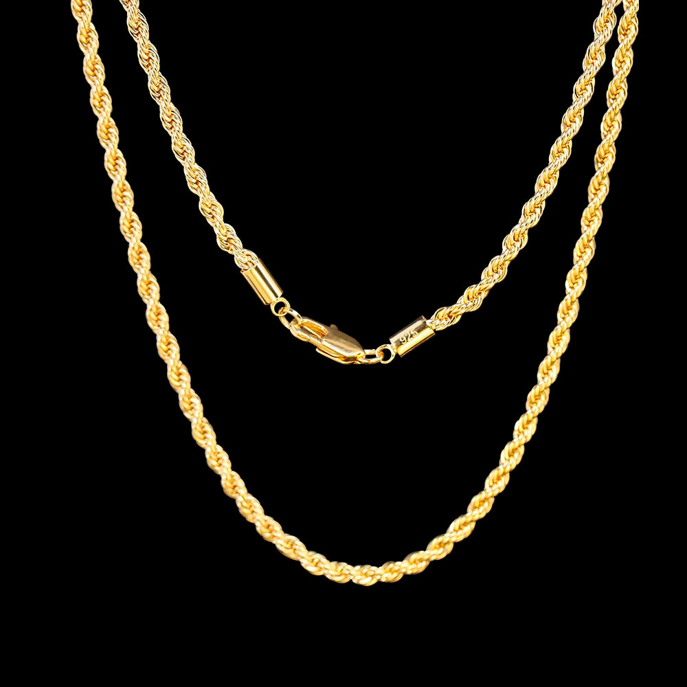 18K Gold plated 2.8MM Twisted Rope Twist Electroplating Necklace