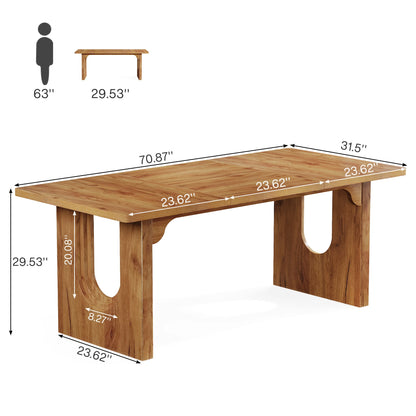 Dining Table for 6 to 8 People  with Wood Pedestal Base,