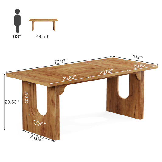 Dining Table for 6 to 8 People  with Wood Pedestal Base,