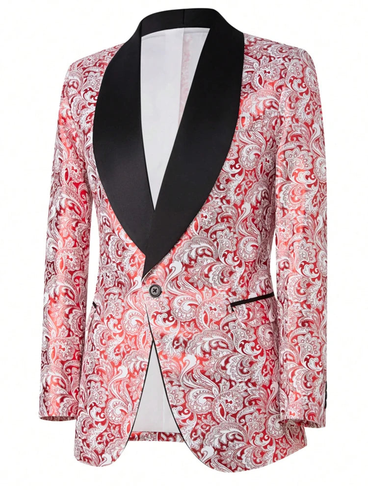 Mens Floral Tuxedo  Blazer Jacket