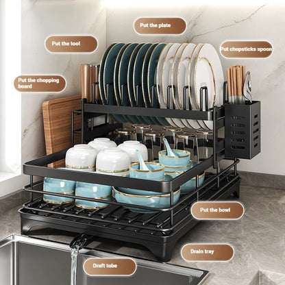 Stainless Steel Dish Drying Rack with Drainboard