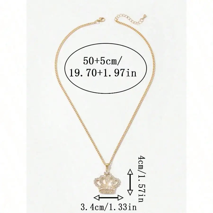 Fashionable Crown Shaped Pendant Necklace With Rhinestone